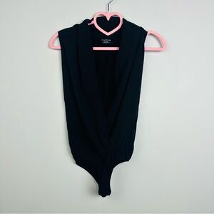 bebe Black Blouse Thong Bodysuit Size Small